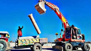 excavator loading trolley pipe /Excavator unloading  trolley