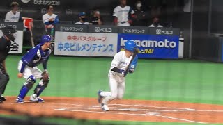 ＜2022.6.11中日戦7回裏2アウト2塁＞淺間大基がレフトへタイムリーツーベースを放つ！