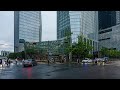 Walking On A Rainy Evening In Yeouido District Seoul | Rain Ambience Sounds Korea 4K HDR