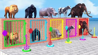 Cow Mammoth Elephant Lion Gorilla Guess The Right Key ESCAPE ROOM CHALLENGE Animals Cage Game