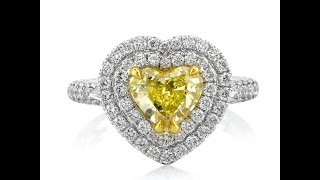 Mark Broumand -  1.91ct Fancy Intense Yellow Heart Shaped Diamond Engagement Ring