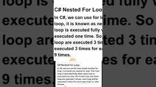 Nested for loop | malayalam tutorial | Csharp programming