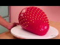 How To Make A GIANT STRAWBERRY Out Of Pink Vanilla CAKE & Fondant  Yolanda Gampp  How To Cake It