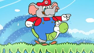 Elephant Mario rides Yoshi