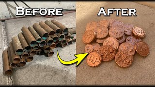 Turn Scrap COPPER Pipes Into Custom Golden Coins At Home - Custom Coins Made Eas