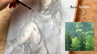 【制作vlog】18話 油彩デッサンと山菜採り🌿でハイテンション✨／Oil painting and wild vegetable gathering