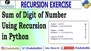 Python Tutorials - Program To Print Sum Of Digits of Positive Integer Number Using Recursion