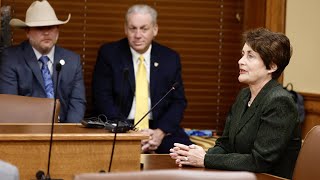 Arkansas Supreme Court Chief Justice Karen Baker speaks before the House Judiciary Committee