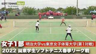 2022関東学生ソフトテニス春季リーグ戦 女子1部 明治大学vs東京女子体育大学 第1対戦ダブルス