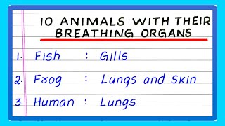 ANIMALS AND THEIR BREATHING ORGANS | TYPES OF ANIMALS AND THEIR BREATHING ORGANS