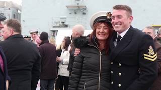 HMS Argyll returns to Devonport after 9 month deployment.