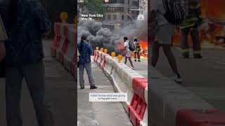 Car catches fire and explodes in Manhattan's Financial District