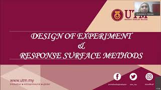 Response Surface Methodology (RSM) Workshop