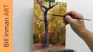 Art Class Demo Fall Trees Oil Painting by Bill Inman