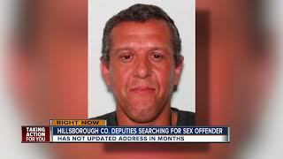 Deputies search for sex offender on the run in Hillsborough County