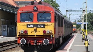 Hungary: MAV Class 418 (M41) diesel 418 128 on the Szeged - Bekescsaba line (with engine start up!)