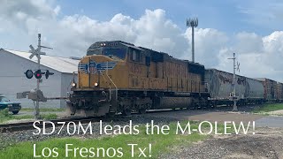 UP SD70M 4252 leads the M-OLEW north passing Los Fresno's Tx on the Harlingen sub