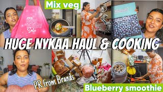 Huge Nykaa Haul | Gifts From Brands | Blueberries Smoothie Quick Recipe | Cooking Mix Veg