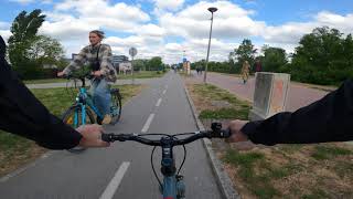 Cycle along the Danube embankment. Novi Sad. Serbia.