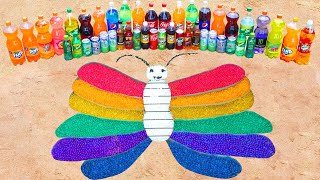 How to make Rainbow Butterfly from Orbezz , Coca Cola VS Mentos and Variety of Popular Soft Drinks !