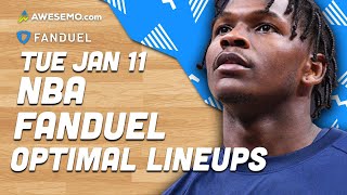 FanDuel NBA Lineups Tuesday 1/11/22 | NBA DFS FanDuel ConTENders Awesemo.com Today