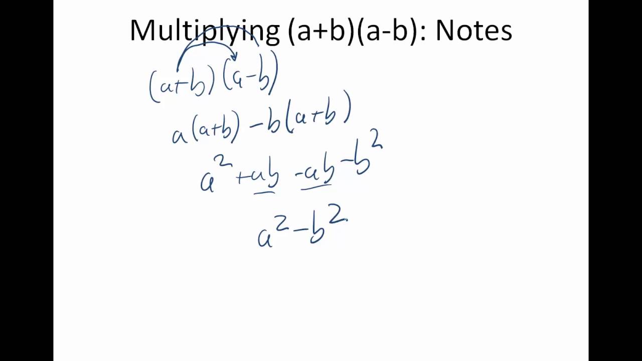 8.3.2: Multiplying (a+b)(a-b) - YouTube