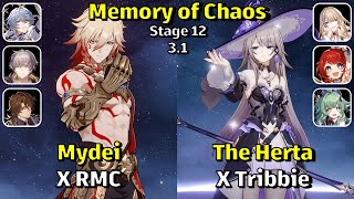 E0S1 Mydei x RMC \u0026 E0S1 Tribbie x The Herta | Memory of Chaos 12 | HSR 3.1