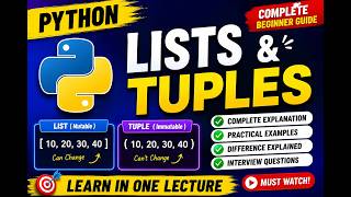 Python Lists & Tuples Explained | Complete Beginner Tutorial with Examples (2026)
