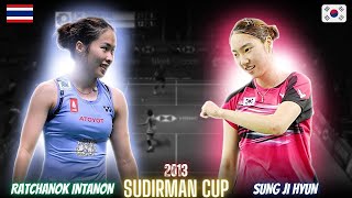 Ratchanok Intanon(THA) vs Sung Ji Hyun(KOR) Badminton Match Highlight Gets Crazy | Sudirman Cup 2013