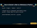 How to Convert a Set to a Dictionary in Python