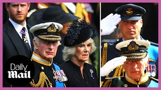 Saying goodbye to Queen Elizabeth II: King Charles III, Prince Harry, Prince William, Princess Anne