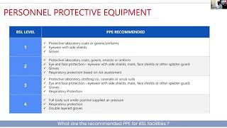 What are the recommended PPE for BSL facilities?