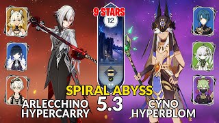 New 5.3 Spiral Abyss | Arlecchino Hypercarry  Team and Cyno Hyperbloom | Genshin Impact Floor 12