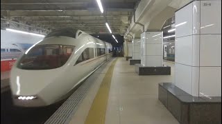 (警笛+MHあり)新宿駅「小田急ロマンスカーVSE(50000形)新宿行き」が入線