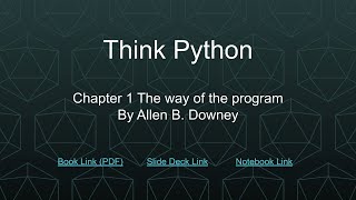 Think Python Ch 1 - The way of the program