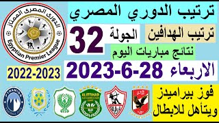 ترتيب الدوري المصري وترتيب الهدافين اليوم الاربعاء 28-6-2023 في الجولة 32