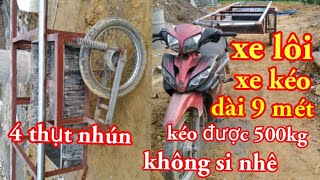 xe lôi xe kéo dài 9 mét kéo 500kg không si nhê 4 thụt nhún ,