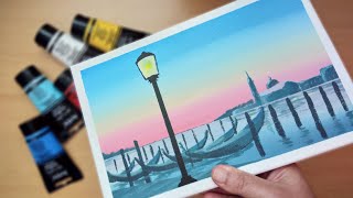 How To Paint A Gondola | Easy Acrylic Painting Tutorial | Venice's Gondola