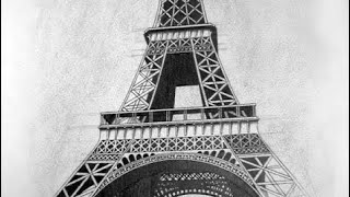 How to draw Eiffel Tower realistic drawing | simple draw Eiffel Tower