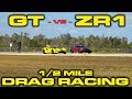 CIVIL WAR  * Ford GT vs 2019 Chevrolet Corvette ZR1 1/2 Mile Drag and Roll Racing at Wannagofast