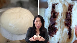 NO OVEN Bread Recipe❗️ Anyone can make SOFT FLUFFY Steamed Korean Buns filled sweet beans 따끈한 찐빵/호빵