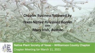 Mar 2021 Meeting: Creating a Perennial Border with Native Plants