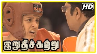 Irudhi Suttru Tamil Movie | Scenes | Madhavan comes to see the match | Ritika | Mumtaz | Zakir