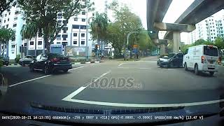 Accident between car and van at discretionary right turn in Sengkang