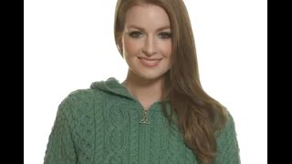 Cable Knit Hoodie with Celtic Knot Zipper Pull