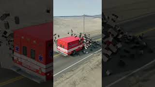 AMBULANCE VS STEEL WALL | BEAM NG DRIVE | #gameshorts #viralshorts #feedshorts #carracing #trigaming