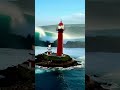 Tower of Resilience! Lighthouse Covered by a Massive Wave #ocean #lighthouse  #scaryocean