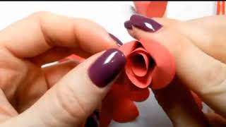 How to make flower 🌹 with paper 🤗 #craft #5minutecrafts #craftideas
