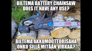 Biltema battery chainsaw does it have any use? Biltema akkumoottorisaha onko sillä mitään virkaa?