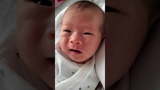 生後9日の新生児(たかぼう)おっぱいをいっぱい飲んで大満足👶